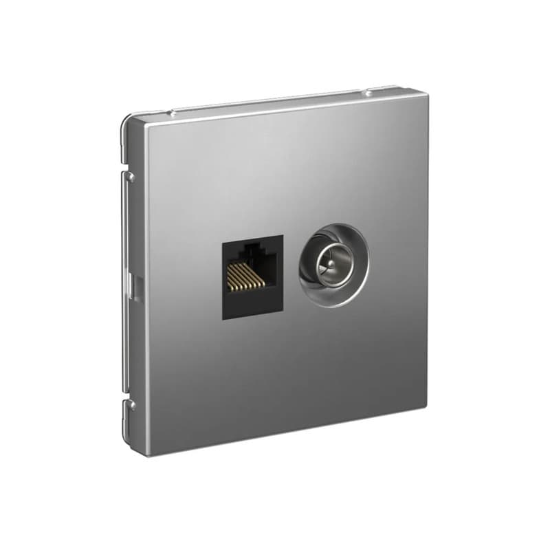 Дизайнерская комбинированная розетка Systeme Electric ArtGallery: ТВ и компьютерный порт, цвет сталь