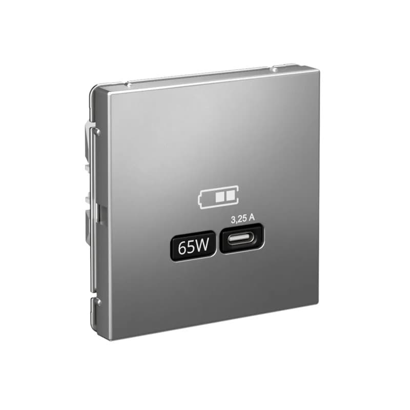 Дизайнерская розетка с портом USB Type-C Systeme Electric ArtGallery, цвет сталь