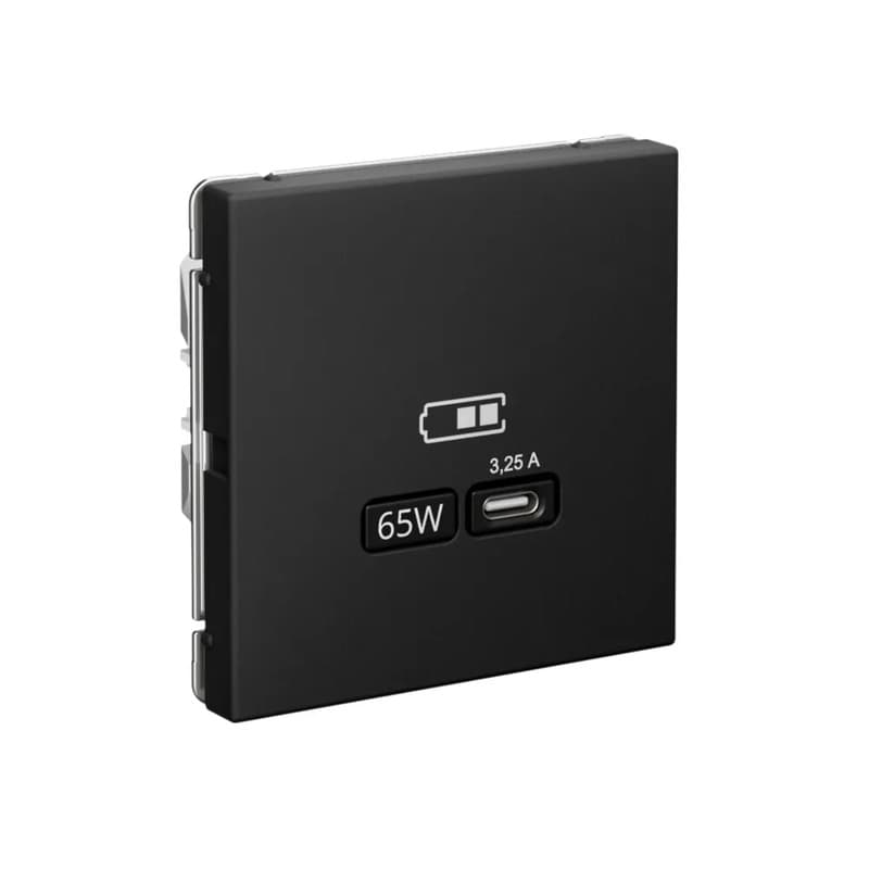 Дизайнерская розетка с портом USB Type-C Systeme Electric ArtGallery, цвет карбон