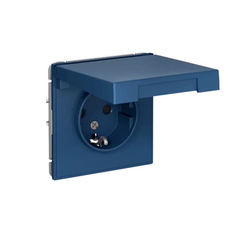 Розетка силовая с заземлением, защитными шторками и крышкой Systeme Electric (Schneider) ArtGallery, цвет аквамарин