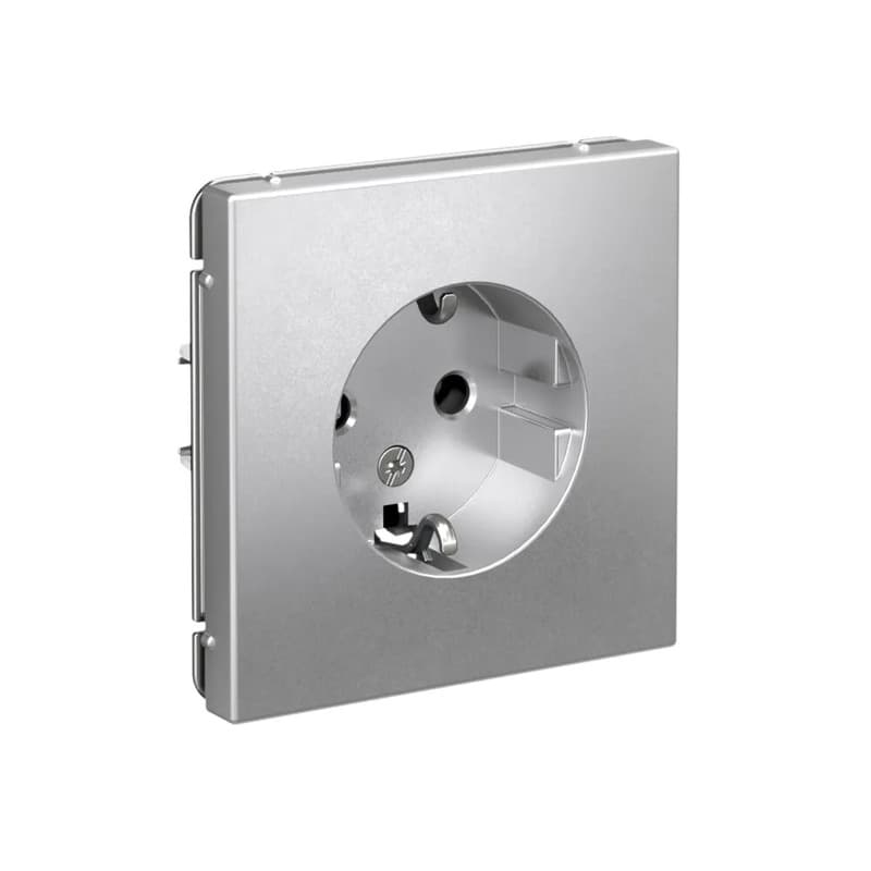 Дизайнерская розетка с заземлением Systeme Electric ArtGallery, цвет алюминий