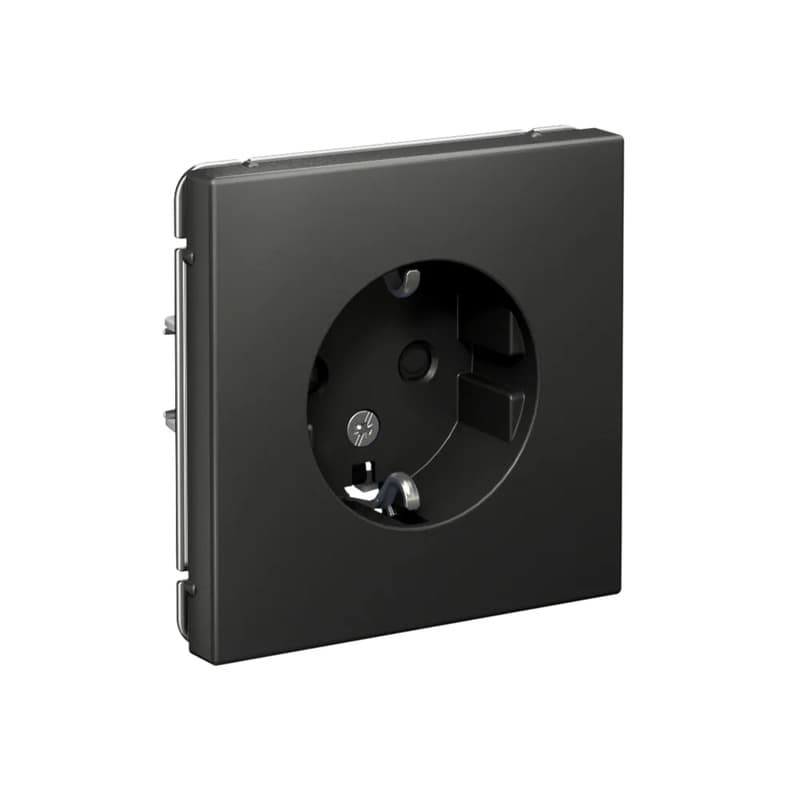 Дизайнерская розетка с заземлением и защитными шторками Systeme Electric ArtGallery, цвет базальт