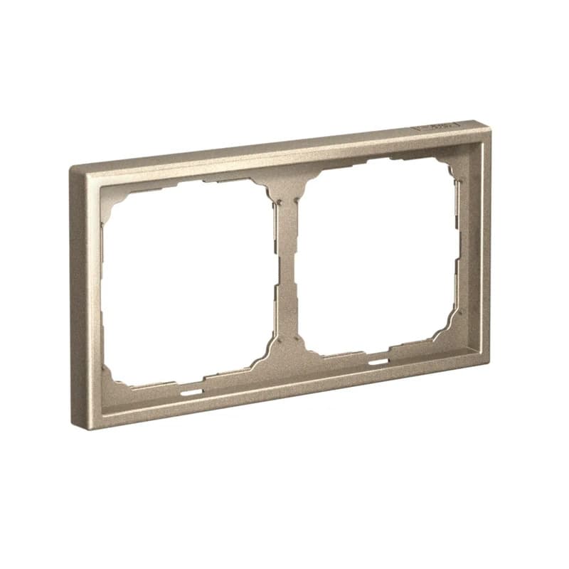 Дизайнерская рамка на 2 места (модуля) для выключателей или розеток Systeme Electric ArtGallery, цвет шампань