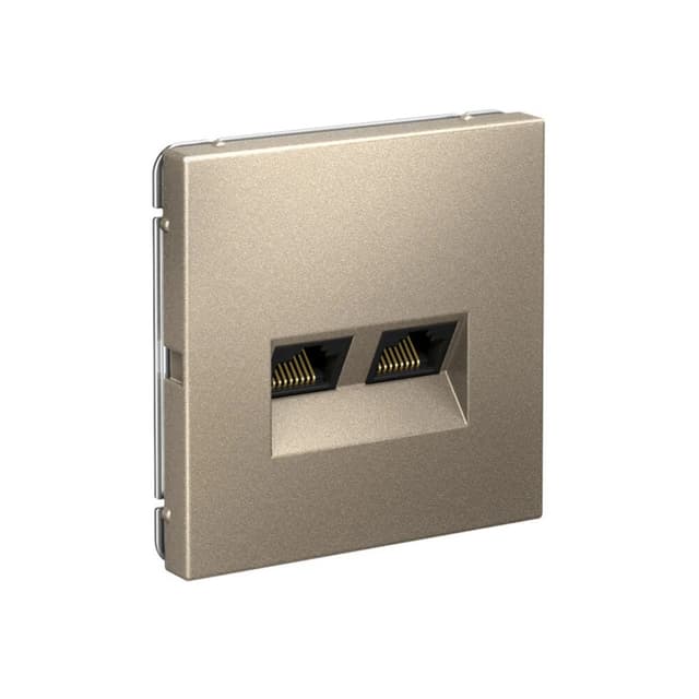 Дизайнерская двойная компьютерная розетка категории 6A (Cat.6A) Systeme Electric ArtGallery, два порта RJ45, цвет шампань