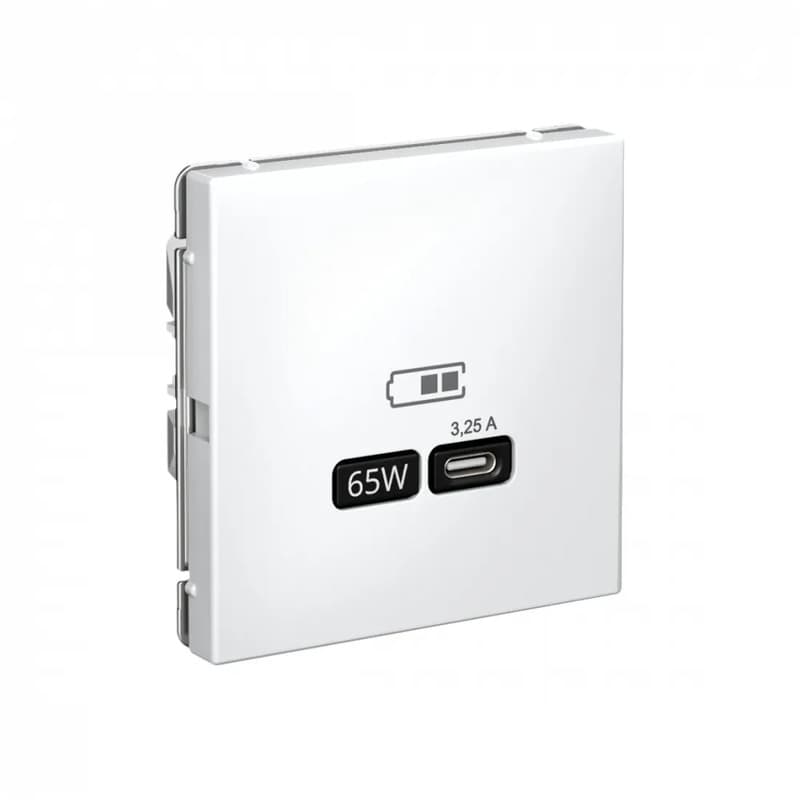 Дизайнерская розетка с портом USB Type-C Systeme Electric ArtGallery, белый цвет