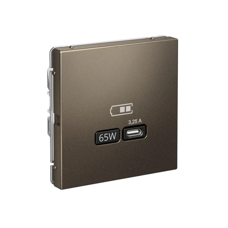 Дизайнерская розетка с портом USB Type-C Systeme Electric ArtGallery, цвет мокко