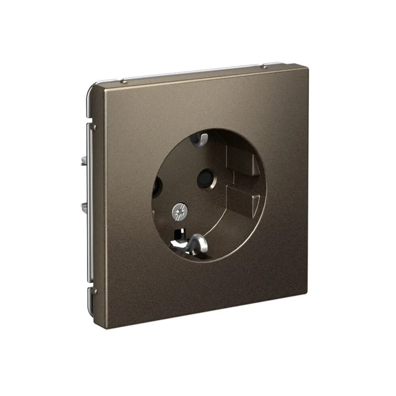 Дизайнерская розетка с заземлением и защитными шторками Systeme Electric ArtGallery, цвет мокко