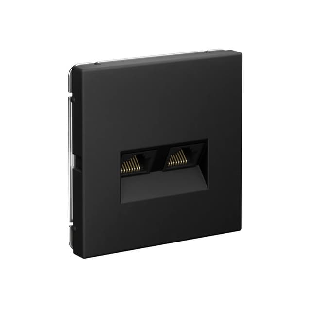 Дизайнерская двойная компьютерная розетка Systeme Electric ArtGallery, два порта RJ45, цвет карбон