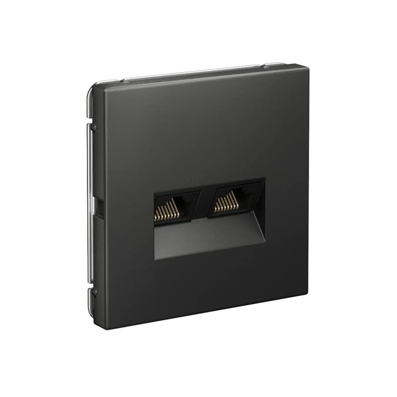 Дизайнерская двойная компьютерная розетка Systeme Electric ArtGallery, два порта RJ45, цвет базальт