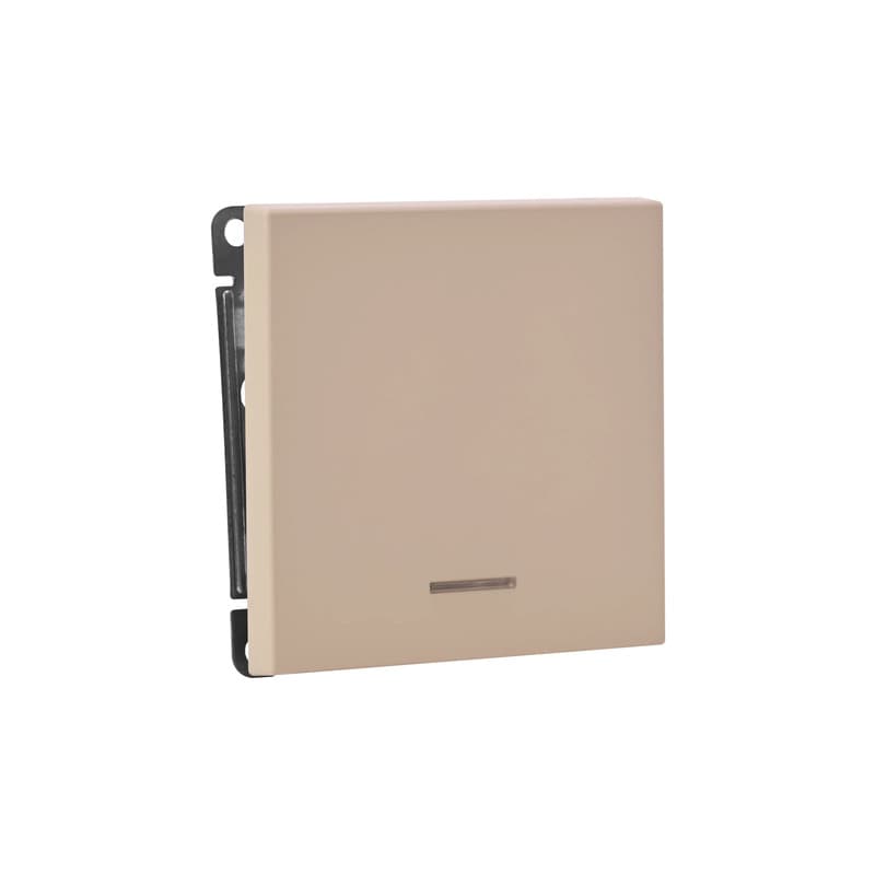 Дизайнерский выключатель однокнопочный с подсветкой Systeme Electric ArtGallery, цвет песочный