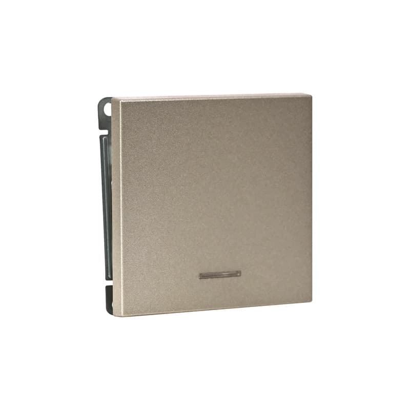 Дизайнерский выключатель однокнопочный с подсветкой Systeme Electric ArtGallery, цвет шампань