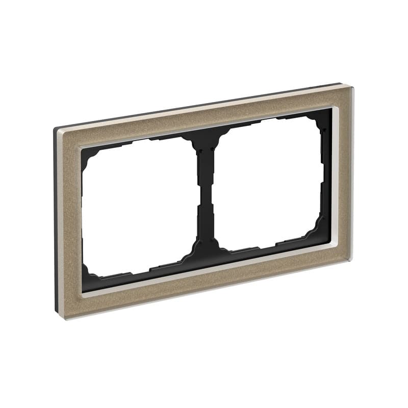 Дизайнерская рамка на 2 места (модуля) серии ArtGallery Pure, цвет шампань, ультратонкий профиль