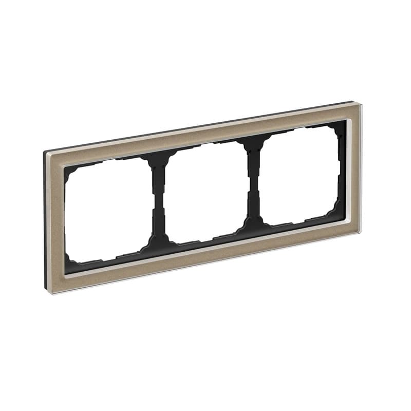 Дизайнерская рамка на 3 места (модуля) серии ArtGallery Pure, цвет шампань, ультратонкий профиль
