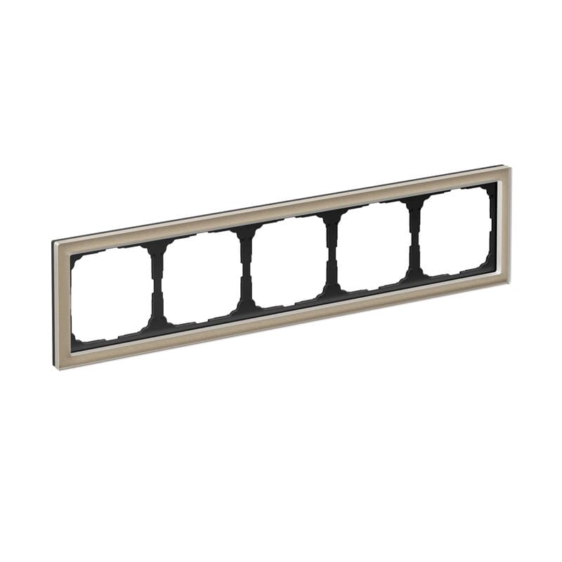 Дизайнерская рамка на 5 мест (модулей) серии ArtGallery Pure, цвет шампань, ультратонкий профиль