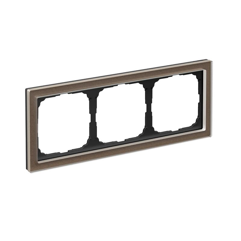 Дизайнерская рамка на 3 места (модуля) серии ArtGallery Pure, цвет мокко, ультратонкий профиль
