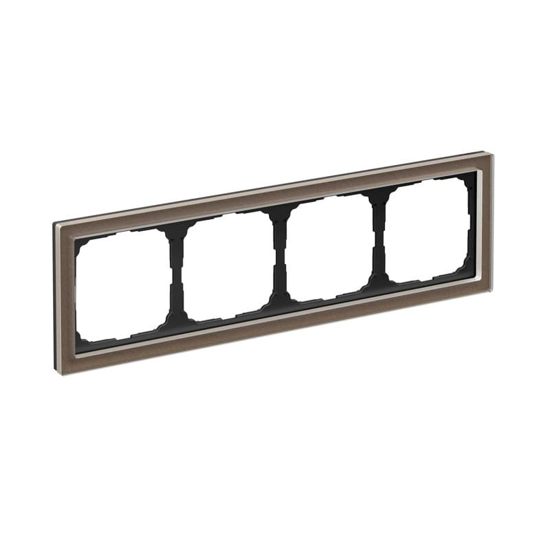 Дизайнерская рамка на 4 места (модуля) серии ArtGallery Pure, цвет мокко, ультратонкий профиль