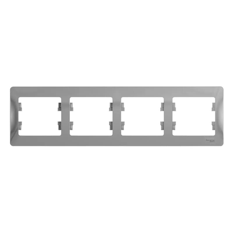 Рамка четырехместная (4-постовая) Systeme Electric (Schneider) Glossa, цвет алюминий