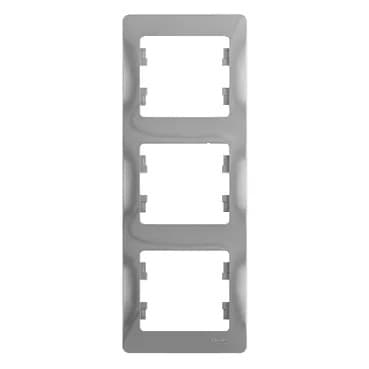Рамка вертикальная трехместная (3-постовая) Systeme Electric (Schneider) Glossa, цвет алюминий