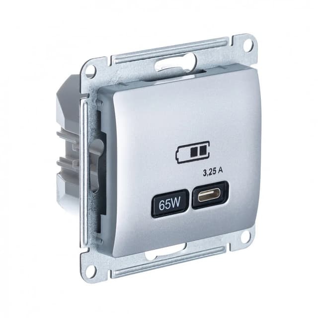 Розетка USB Type-C для зарядки Systeme Electric (Schneider) Glossa, цвет алюминий