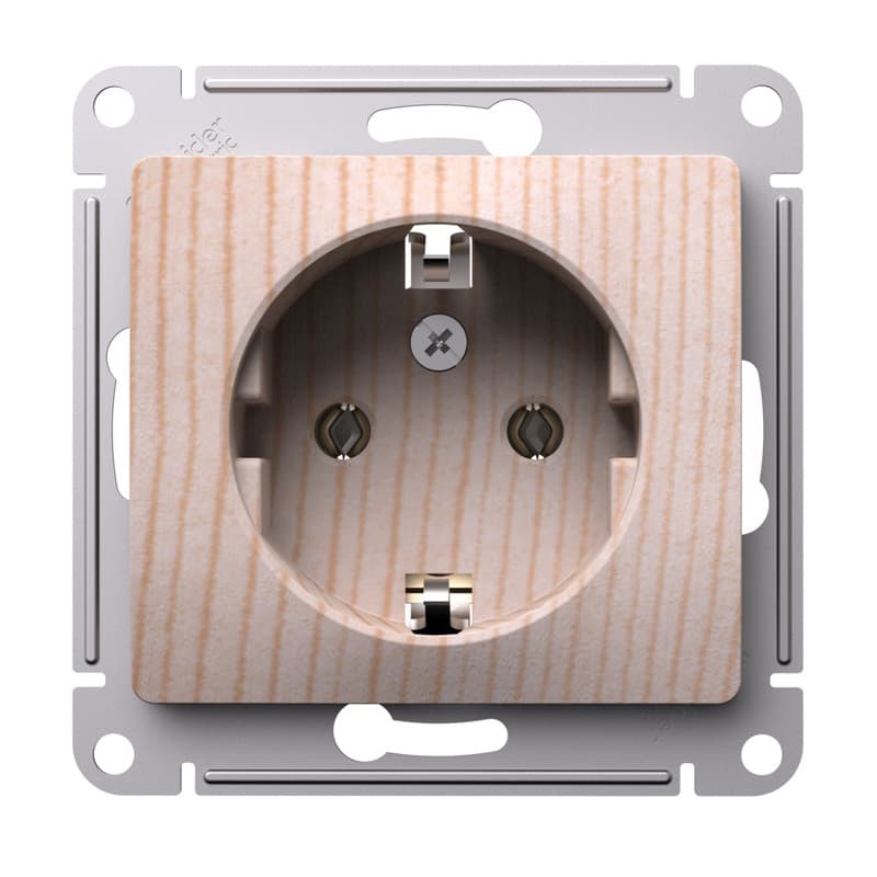 Розетка с заземлением Schneider Electric Glossa рисунок сосна GSL001543