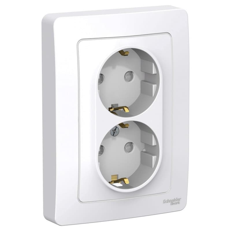Розетка двойная с заземлением и защитными шторками Schneider Electric Blanca белый BLNRS001121