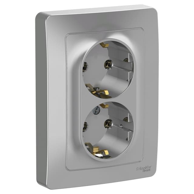Розетка двойная с заземлением Schneider Electric Blanca алюминий BLNRS001023
