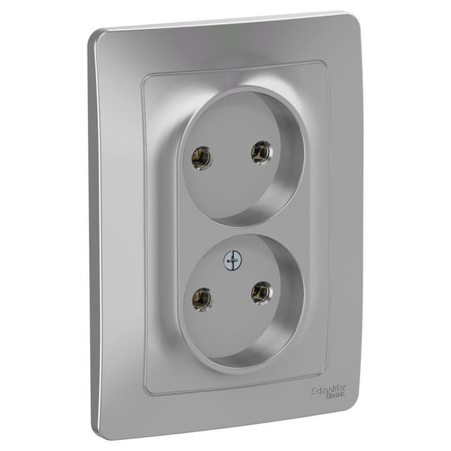 Розетка двойная без заземления Schneider Electric Blanca алюминий BLNRS000023