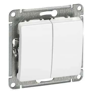 Выключатель двухклавишный Systeme Electric (Schneider) Glossa, цвет белый