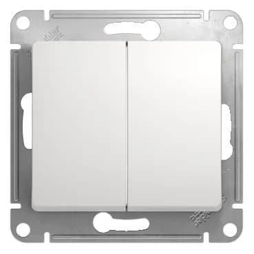 Выключатель проходной двухклавишный Systeme Electric (Schneider) Glossa, цвет белый