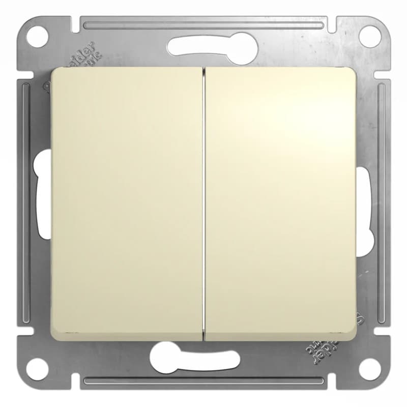 Выключатель двухклавишный Systeme Electric (Schneider) Glossa, цвет бежевый