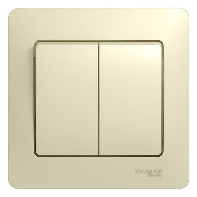 Выключатель двухклавишный с рамкой Systeme Electric (Schneider) Glossa, цвет бежевый