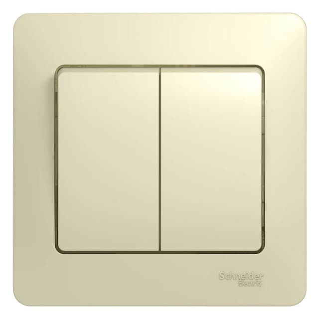 Выключатель двухклавишный с рамкой Systeme Electric (Schneider) Glossa, цвет бежевый