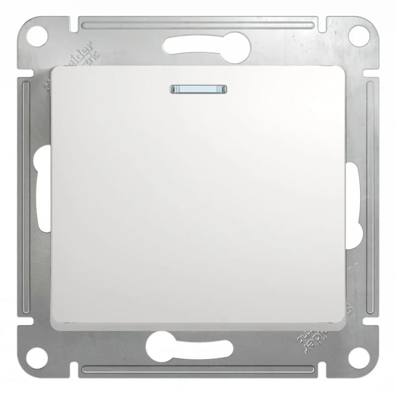 Выключатель проходной одноклавишный с подсветкой Systeme Electric (Schneider) Glossa, цвет белый