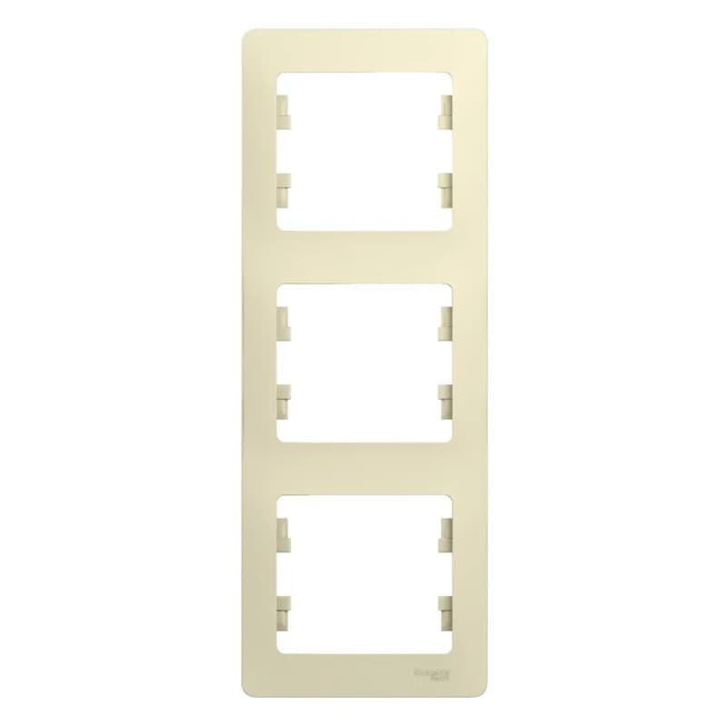 Рамка вертикальная трехместная (3-постовая) Systeme Electric (Schneider) Glossa, цвет бежевый