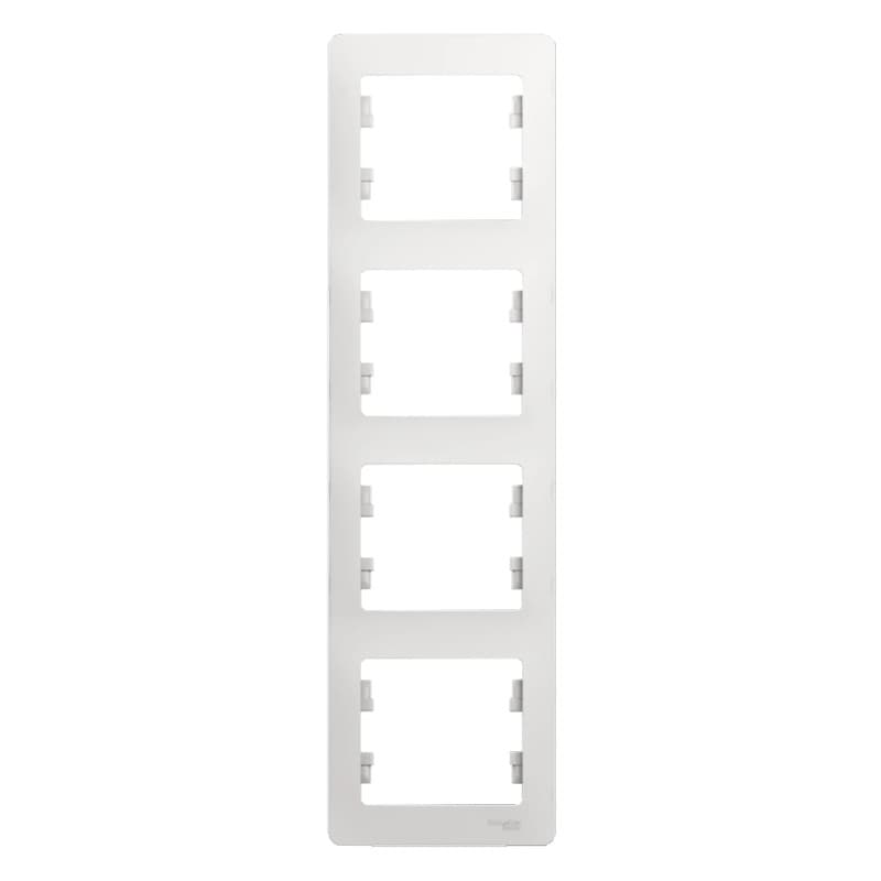 Рамка вертикальная четырехместная (4-постовая) Systeme Electric (Schneider) Glossa, цвет белый