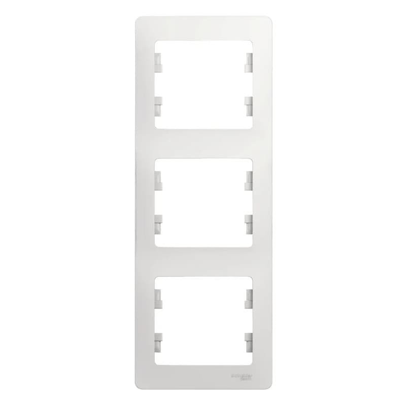 Рамка вертикальная трехместная (3-постовая) Systeme Electric (Schneider) Glossa, цвет белый