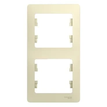Рамка вертикальная двухместная (2-постовая) Systeme Electric (Schneider) Glossa, цвет бежевый