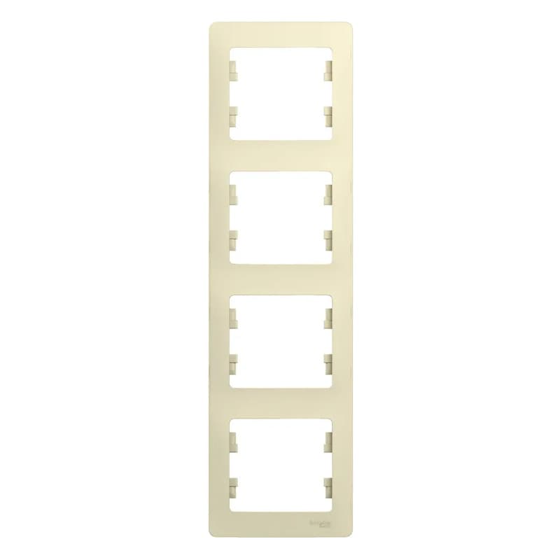 Рамка вертикальная четырехместная (4-постовая) Systeme Electric (Schneider) Glossa, цвет бежевый