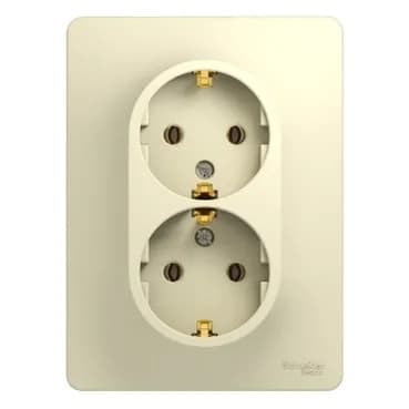 Розетка двойная силовая с заземлением Systeme Electric (Schneider) Glossa, цвет бежевый