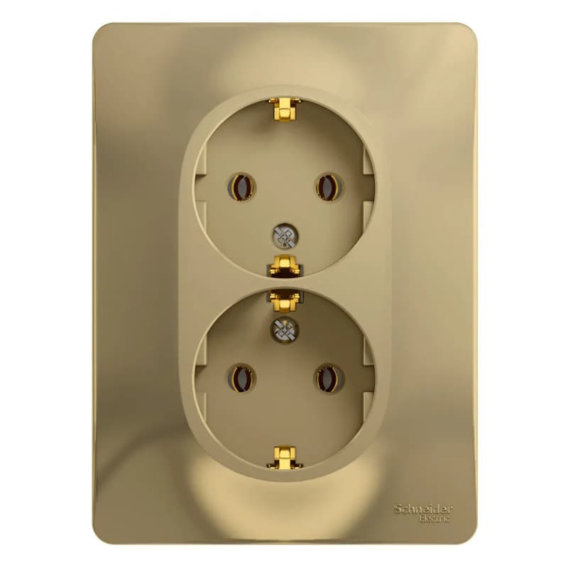 Розетка двойная силовая с заземлением Systeme Electric (Schneider) Glossa, цвет титан