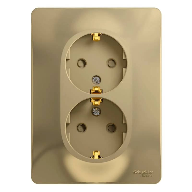 Розетка двойная силовая с заземлением и защитными шторками Systeme Electric (Schneider) Glossa, цвет титан