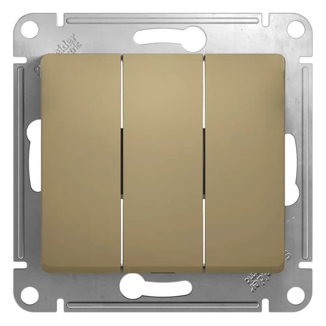 Выключатель трехклавишный Systeme Electric (Schneider) Glossa, цвет титан