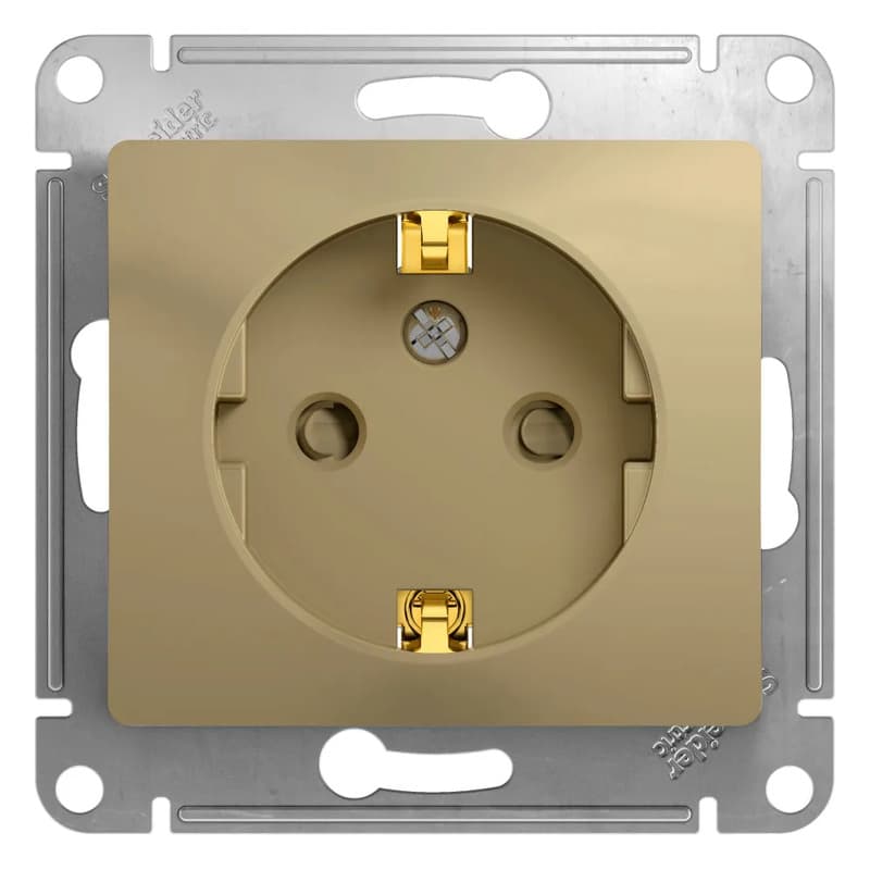 Розетка силовая с заземлением и защитными шторками Systeme Electric (Schneider) Glossa, цвет титан