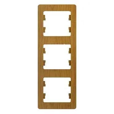 Вертикальная рамка на 3 модуля Systeme Electric (Schneider) Glossa, цвет дуб, артикул GSL000507