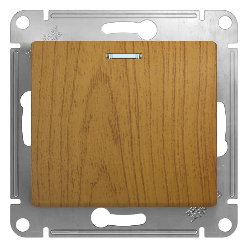 Выключатель одноклавишный с подсветкой Systeme Electric (Schneider) Glossa, цвет дуб