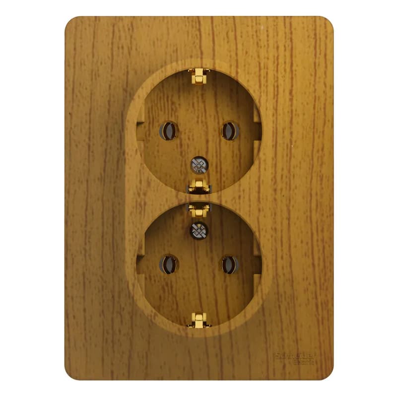 Розетка двойная силовая с заземлением Systeme Electric (Schneider) Glossa, цвет дуб