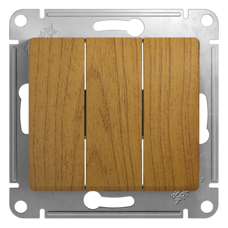 Выключатель трехклавишный Systeme Electric (Schneider) Glossa, цвет дуб