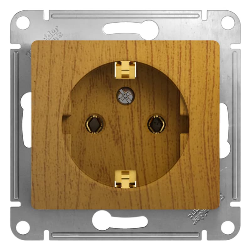 Розетка силовая с заземлением Systeme Electric (Schneider) Glossa, цвет дуб