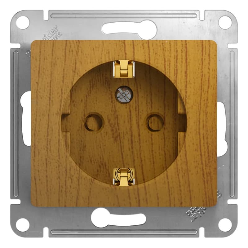 Розетка силовая с заземлением и защитными шторками Systeme Electric (Schneider) Glossa, цвет дуб