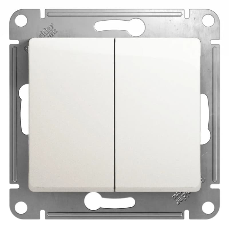 Выключатель двухклавишный Systeme Electric (Schneider) Glossa, цвет перламутр